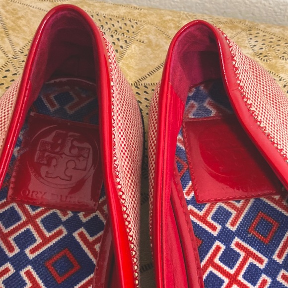 TORY BURCH Marine Chic Flats Red Navy Blue White Slip-on Shoes 7 1/2 Women’s 7.5 - Picture 8 of 9